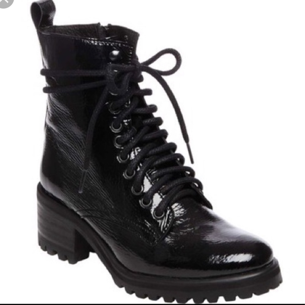Steve Madden Patent Leather Lace-Up Ankle Boots
